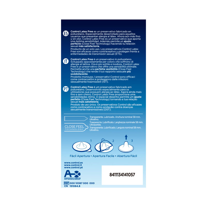 Préservatifs sans latex Control Free polyuréthane 5 unités, vue 2 sur 2