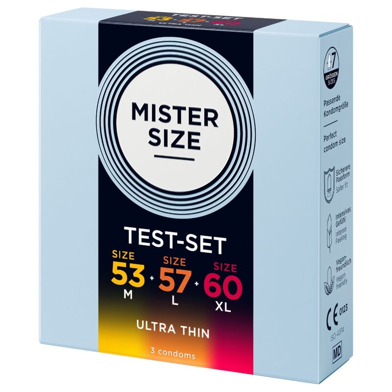Pack échantillon préservatifs Mister Size 53-57-60 mm 3 unités, vue 2 sur 4