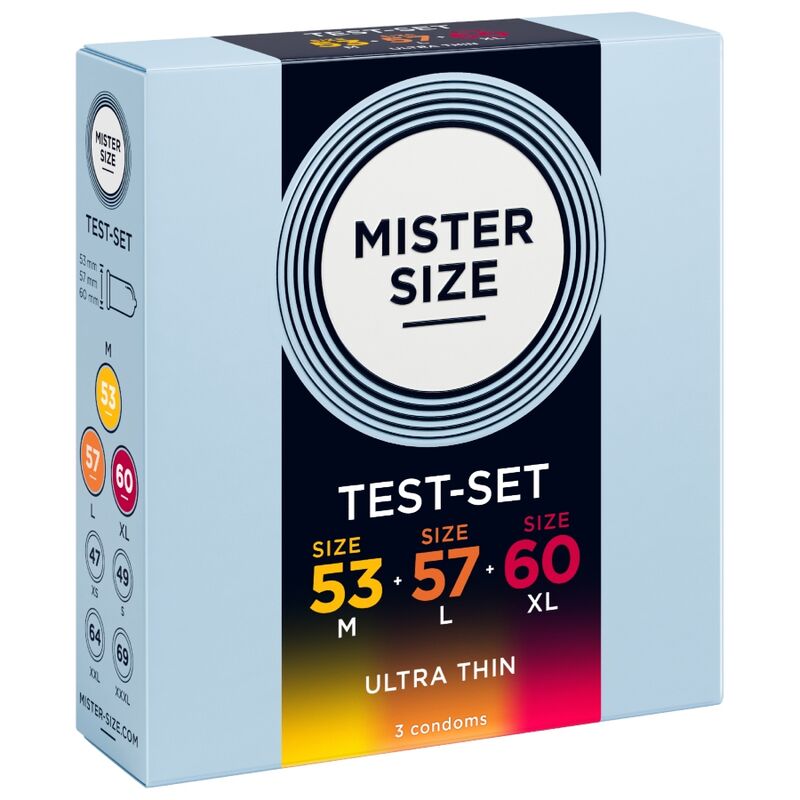Pack échantillon préservatifs Mister Size 53-57-60 mm 3 unités, vue 3 sur 4