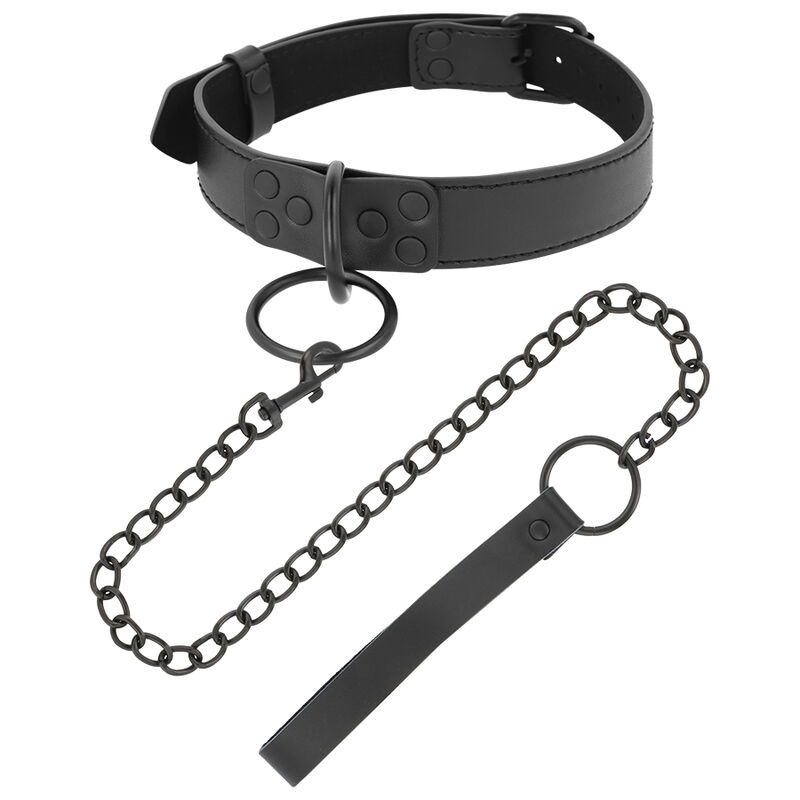 collier néoprène noir avec laisse chaîne Darkness 2