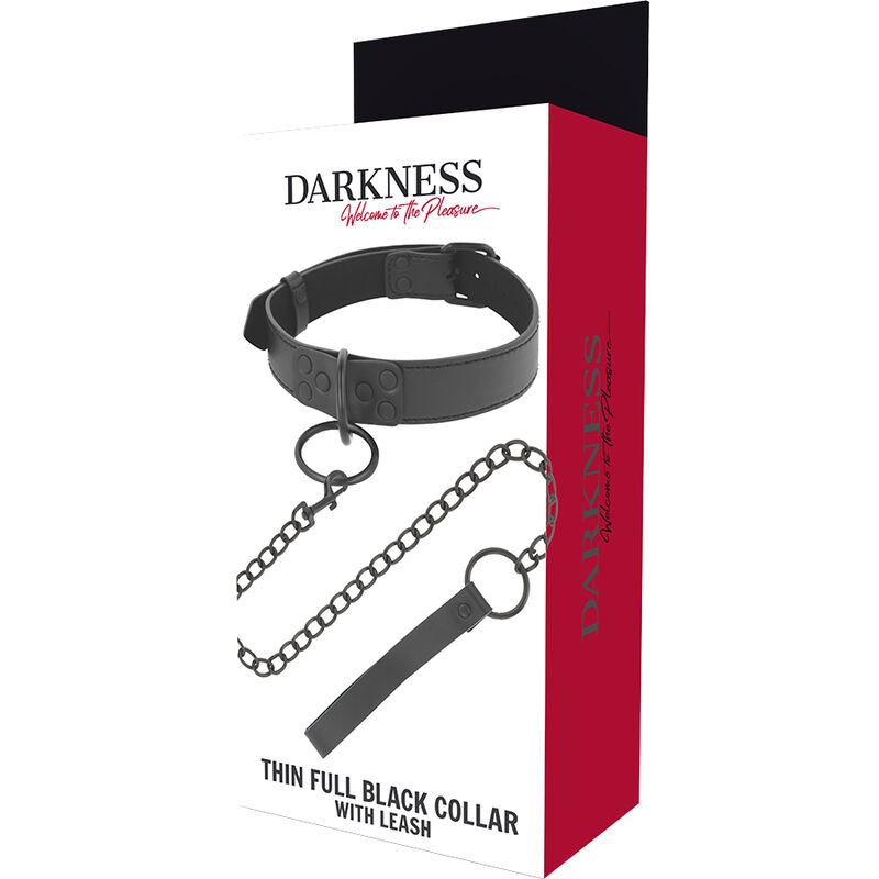 collier néoprène noir avec laisse chaîne Darkness 5