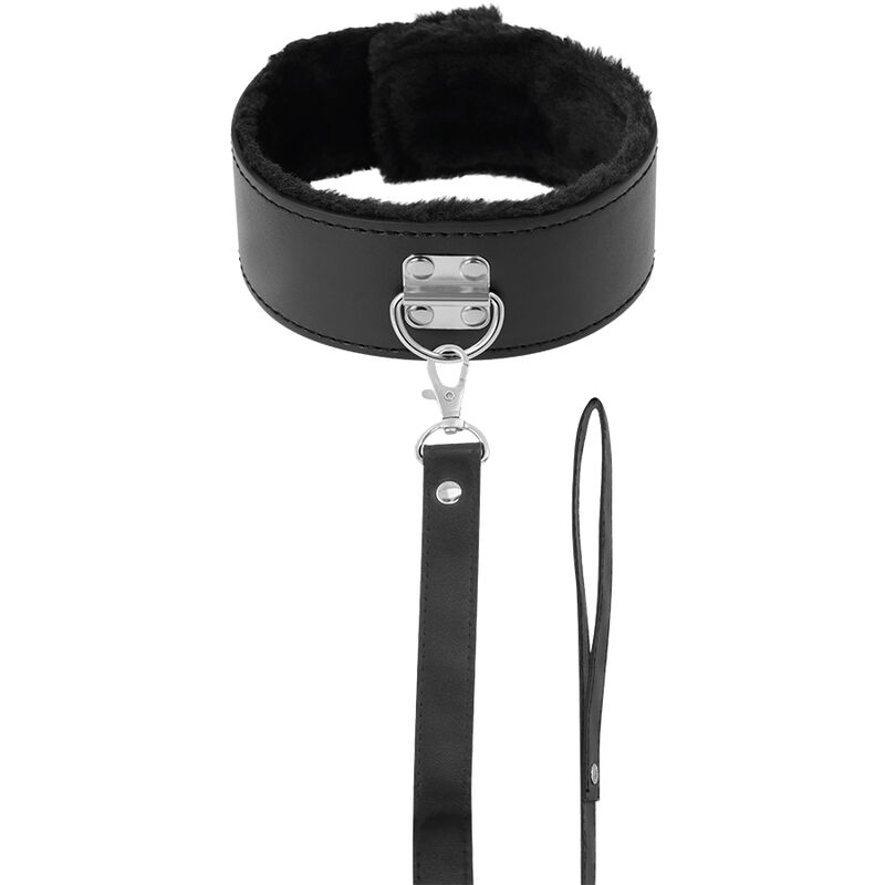 collier doublé néoprène avec laisse chaîne noire Darkness 2
