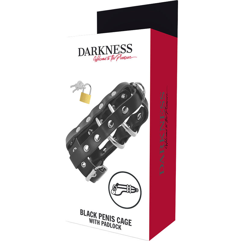cage de chasteté en cuir végan avec serrure Darkness 5