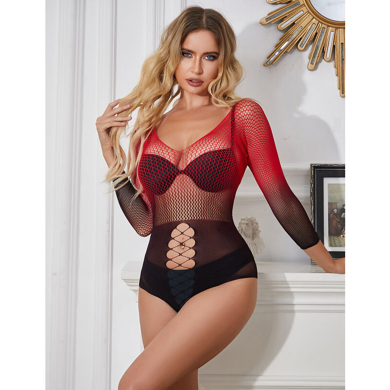 robe résille élastique manches longues dégradé rouge et noir Subblime 7