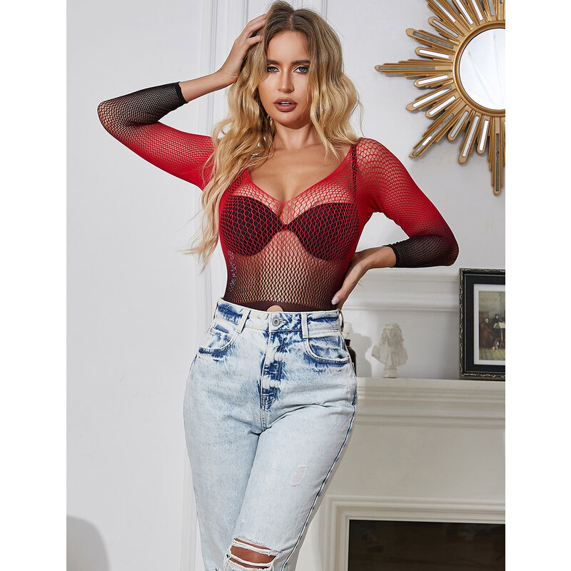 robe résille élastique manches longues dégradé rouge et noir Subblime 11