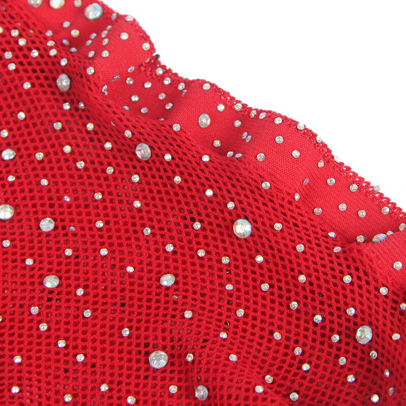 bodystocking résille rouge à motif losange avec gants Subblime 952181 4