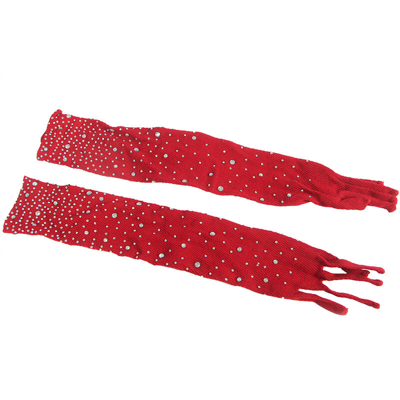 bodystocking résille rouge à motif losange avec gants Subblime 952181 5