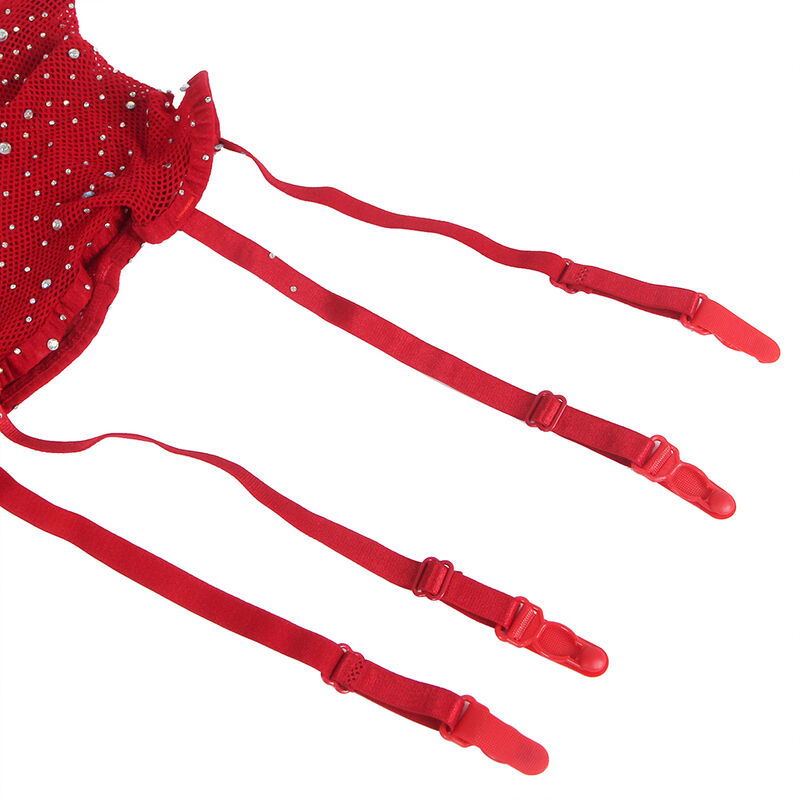 bodystocking résille rouge à motif losange avec gants Subblime 952181 8