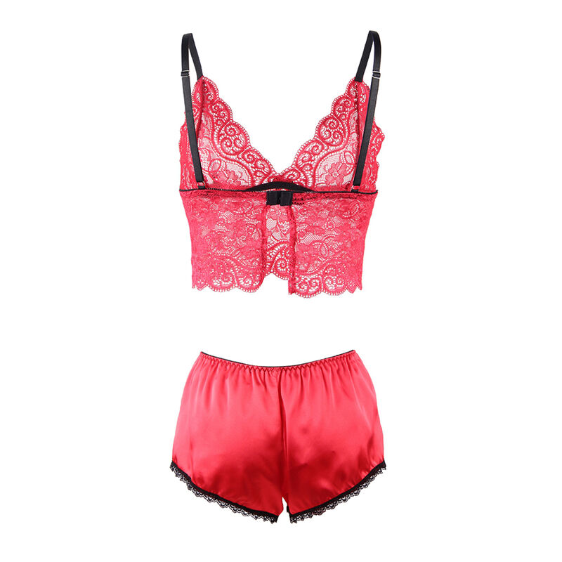 chemisier de nuit en soie et dentelle avec culotte rouge S/M Subblime 953898 6