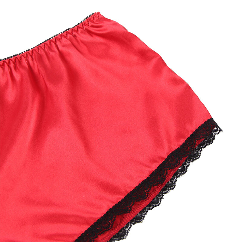 chemisier de nuit en soie et dentelle avec culotte rouge S/M Subblime 953898 11