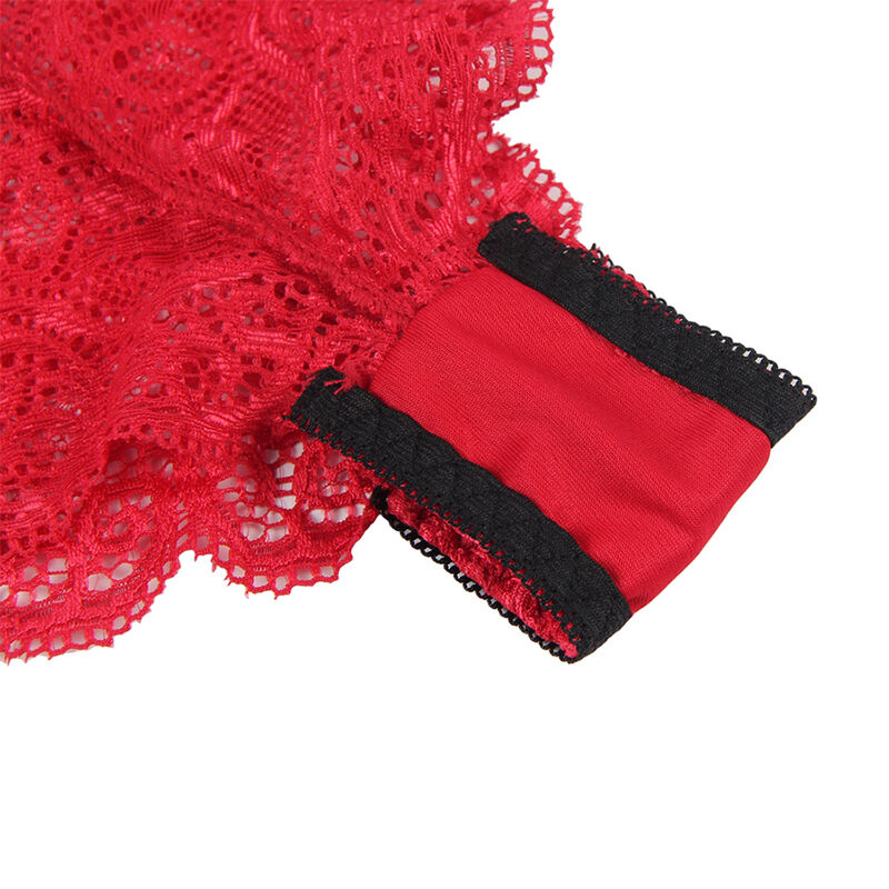 chemisier de nuit en soie et dentelle avec culotte rouge S/M Subblime 953898 14