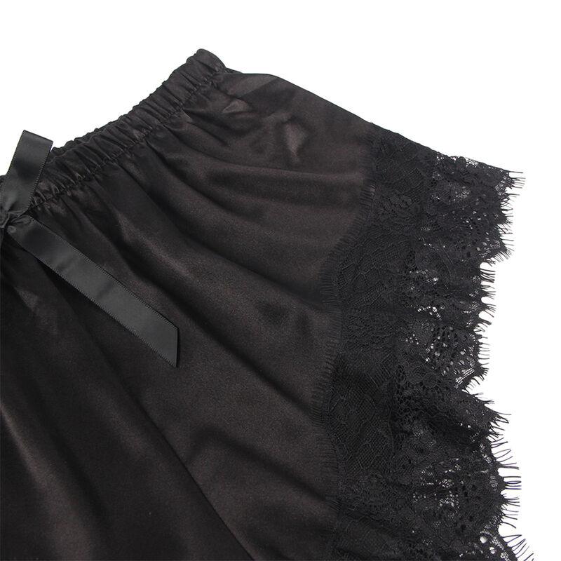 chemise de nuit décontractée en soie avec pantalon en dentelle noir S/M Subblime 953935 6