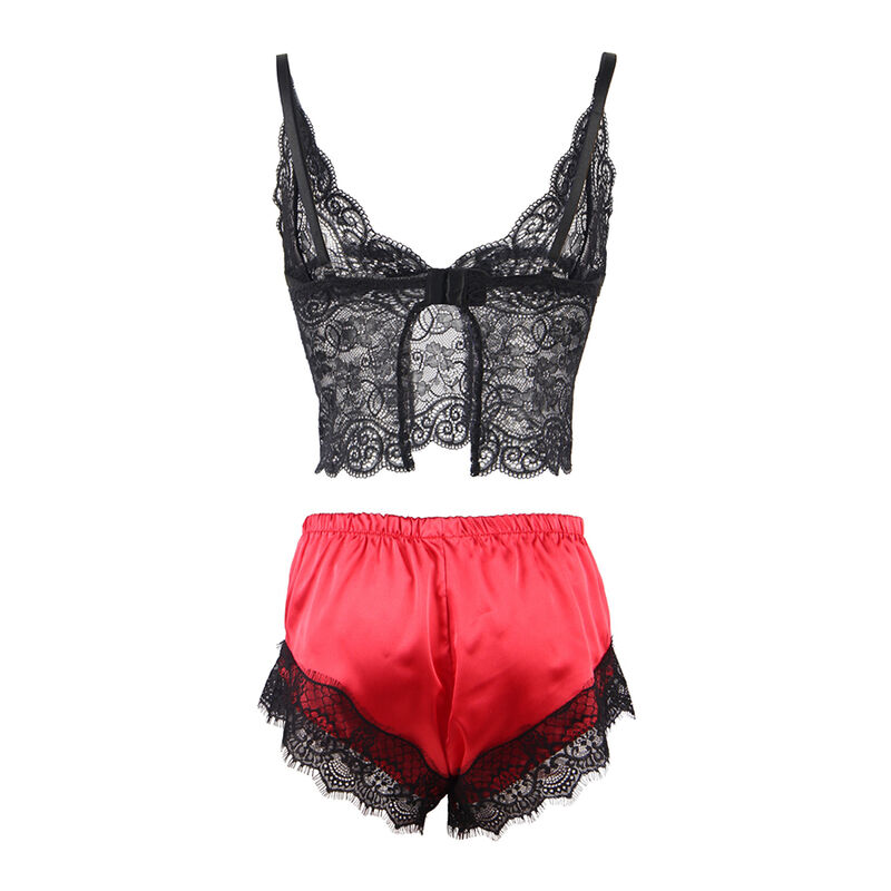 chemise de nuit décontractée en soie avec pantalon en dentelle noir et rouge S/M Subblime 953959 6