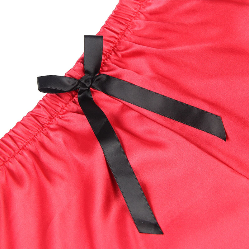 chemise de nuit décontractée en soie avec pantalon en dentelle noir et rouge S/M Subblime 953959 8