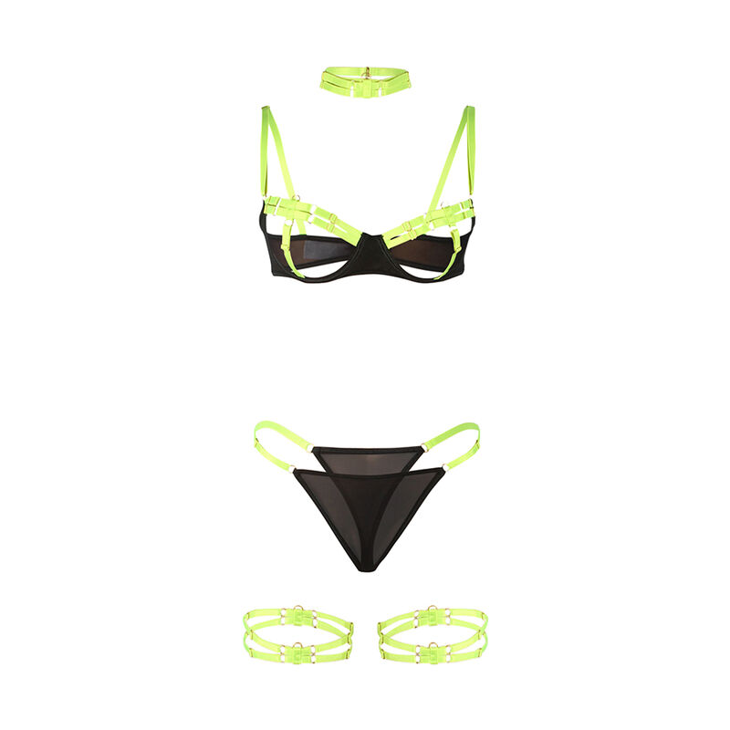 ensemble soutien-gorge avec collier et détails de jambes vert fluo L/XL Subblime 955281 5