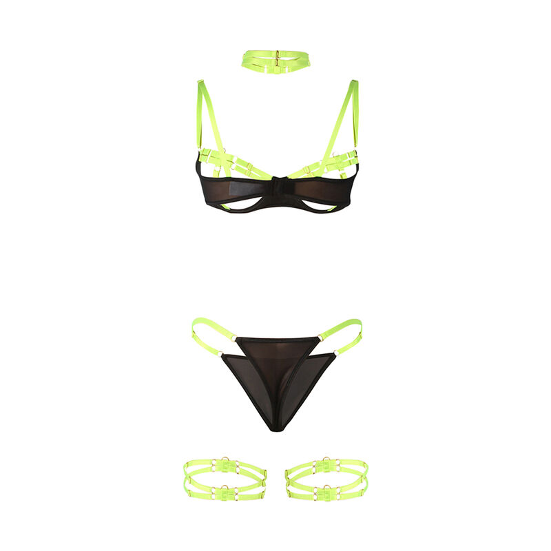 ensemble soutien-gorge avec collier et détails de jambes vert fluo L/XL Subblime 955281 6