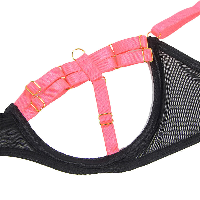 ensemble soutien-gorge avec collier et détails de jambes rose fluo L/XL Subblime 955304 8
