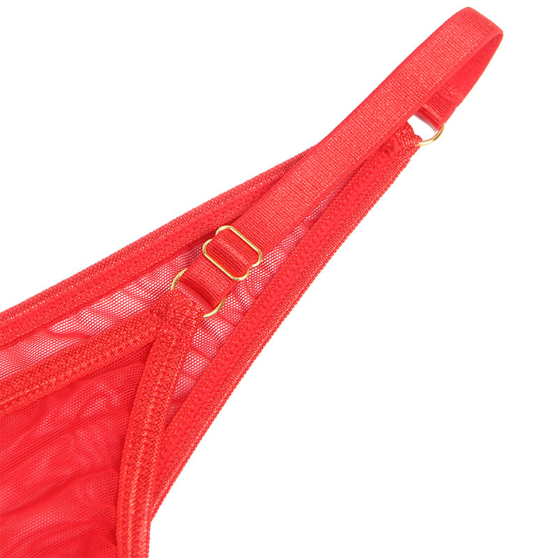 ensemble soutien-gorge en maille rouge avec chaînes en forme de cœur L/XL Subblime 955526 7