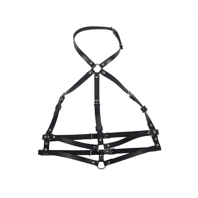 harnais de poitrine avec anneau en cuir noir taille unique Subblime 4