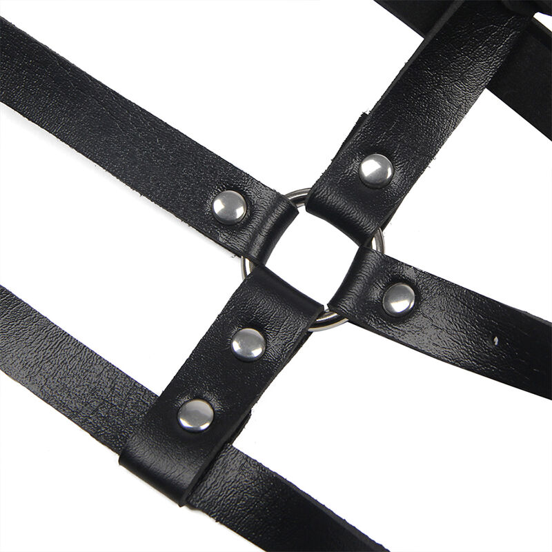 harnais de poitrine avec anneau en cuir noir taille unique Subblime 5