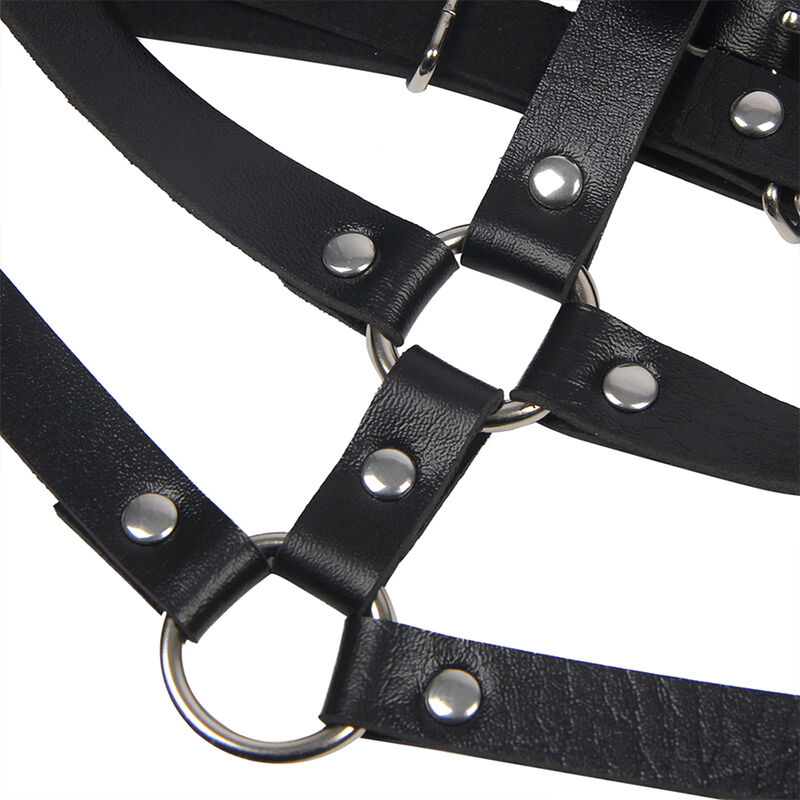 harnais de poitrine avec anneau en cuir noir taille unique Subblime 7