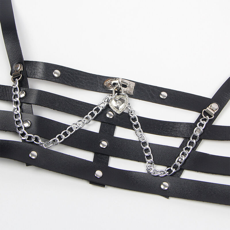 harnais corset avec chaîne en cuir noir taille unique Subblime 4