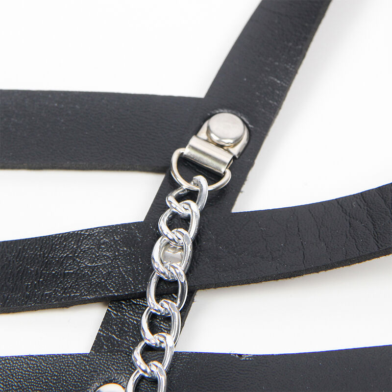 harnais corset avec chaîne en cuir noir taille unique Subblime 5