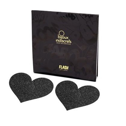 cache-tétons autocollants cœur noir Flash Bijoux Indiscrets 2