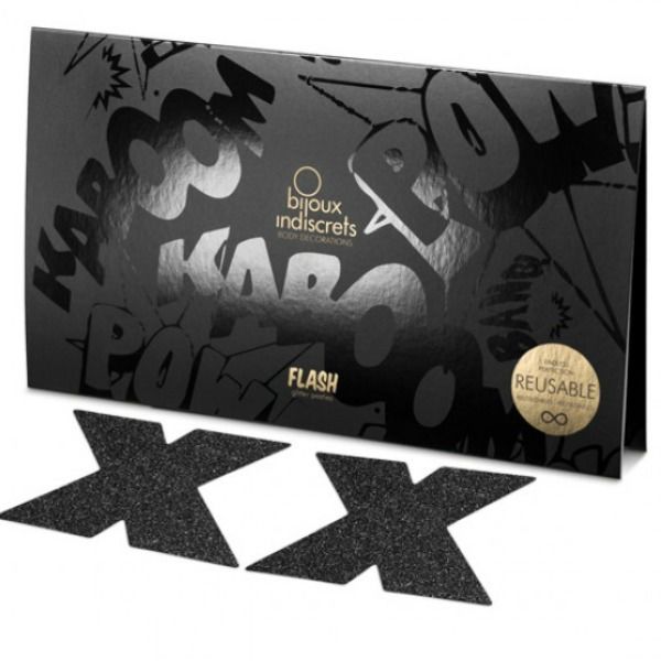 cache-tétons autocollants croix noire Flash Bijoux Indiscrets 3
