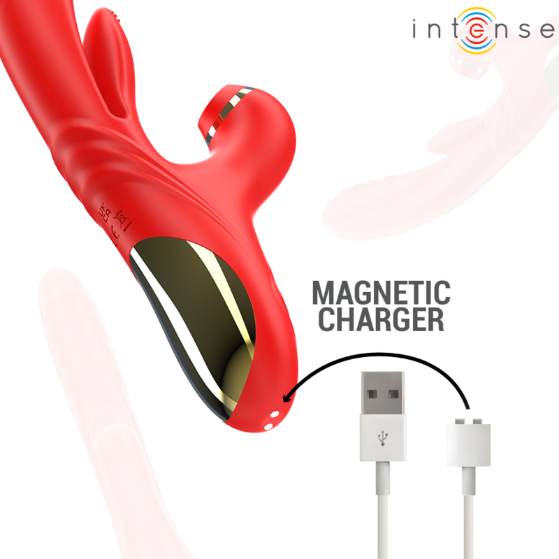 vibromasseur multifonction poussée et aspiration clitoridienne rouge Intense Karol 7