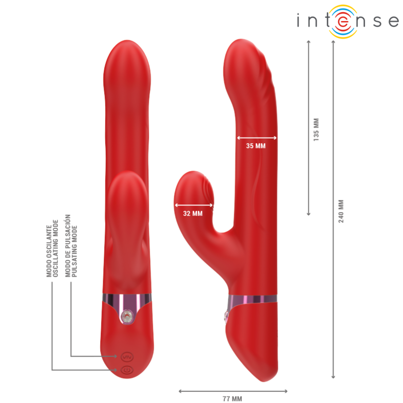vibromasseur multifonction rotatif et oscillant rouge Intense Lele 3