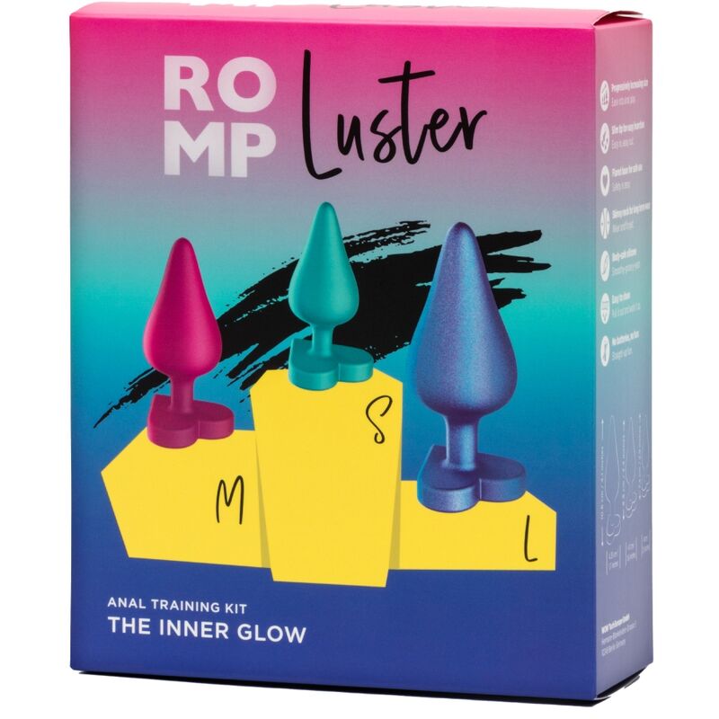 kit dentraînement anal 3 plugs S M L base cœur Romp Luster 9