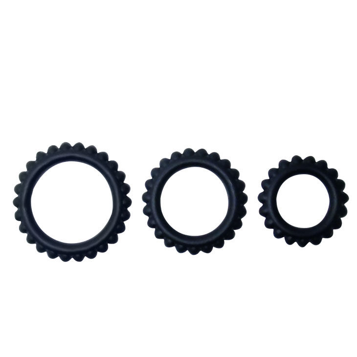 set de 3 anneaux péniens en silicone noir Titan 2,8 2,4 1,9 cm Baile 2