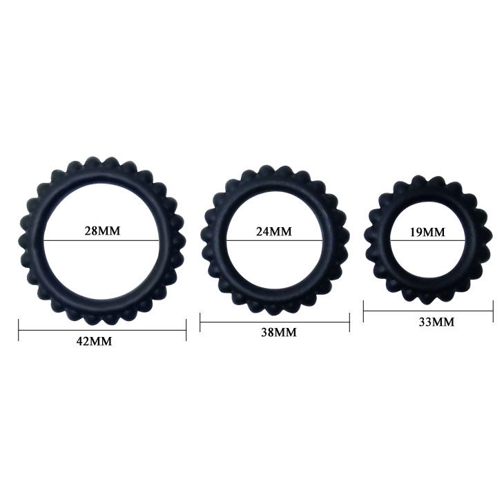 set de 3 anneaux péniens en silicone noir Titan 2,8 2,4 1,9 cm Baile 4