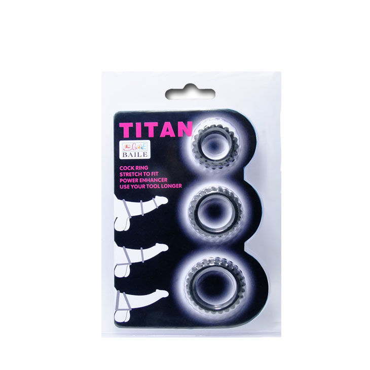 set de 3 anneaux péniens en silicone noir Titan 2,8 2,4 1,9 cm Baile 5