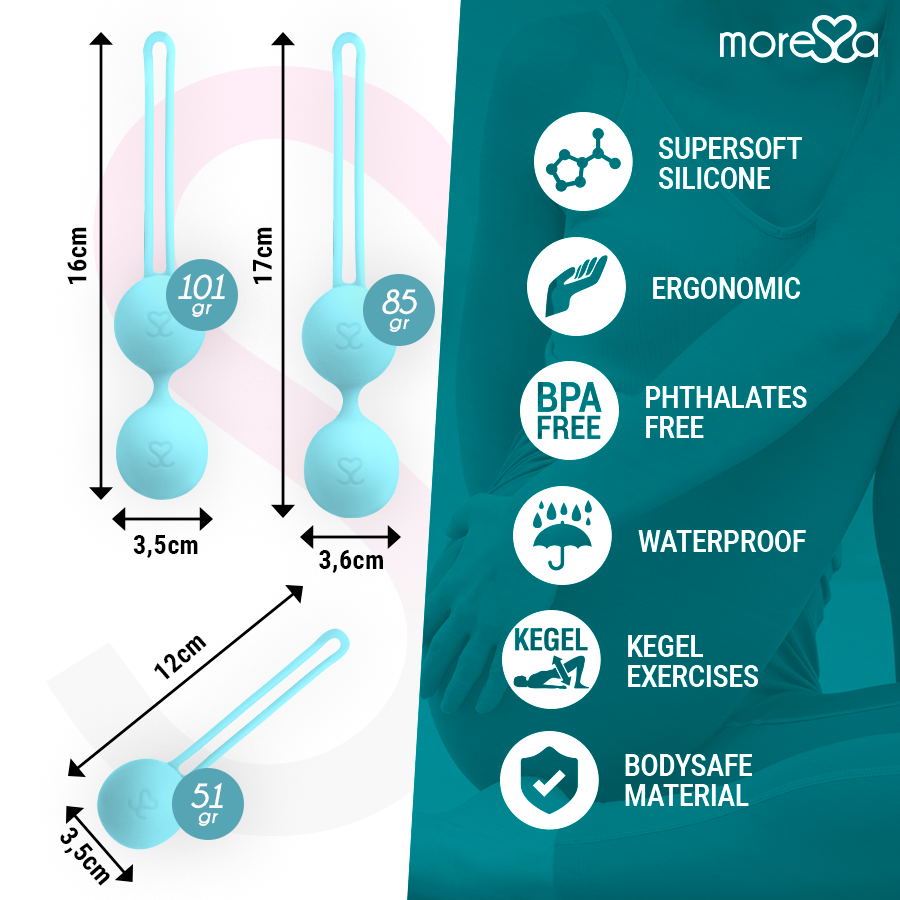 set de 3 boules de Kegel en silicone turquoise Osian Moressa 4
