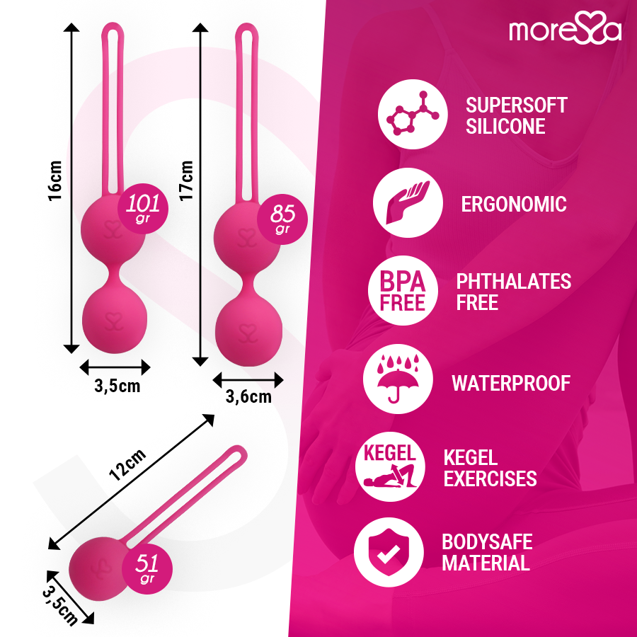 set de 3 boules de Kegel en silicone rose Osian Moressa 4
