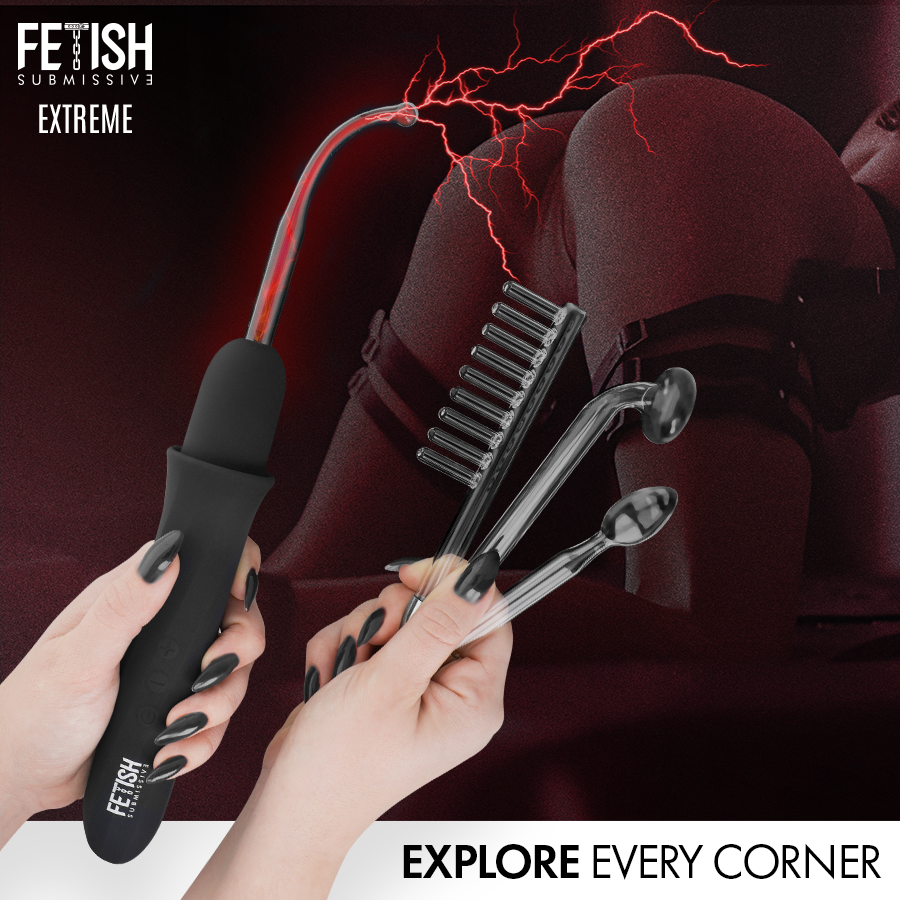 vibromasseur wand électrostimulation haute fréquence 4 têtes Fetish Submissive Extreme 3