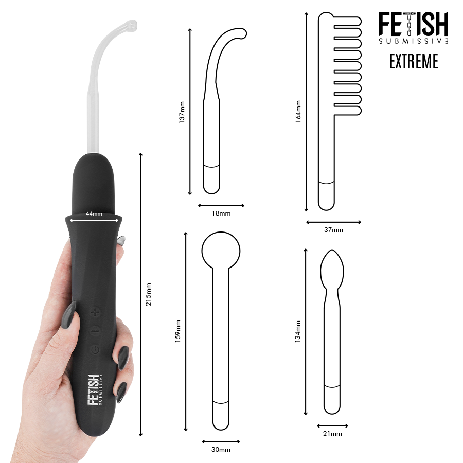 vibromasseur wand électrostimulation haute fréquence 4 têtes Fetish Submissive Extreme 6
