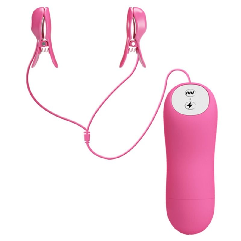 pinces à tétons vibrantes avec électrostimulation fuchsia Baile 2