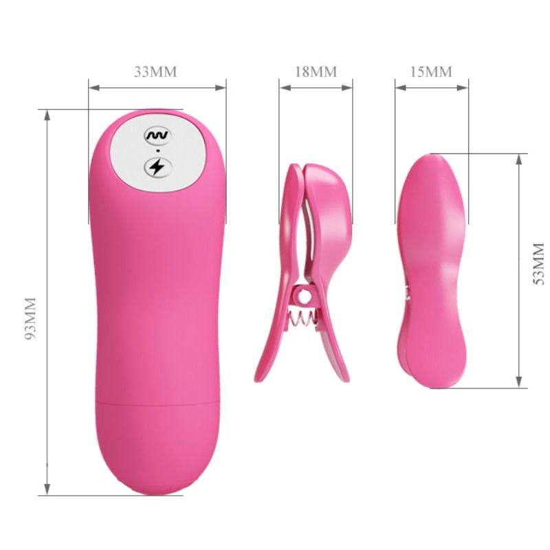 pinces à tétons vibrantes avec électrostimulation fuchsia Baile 4