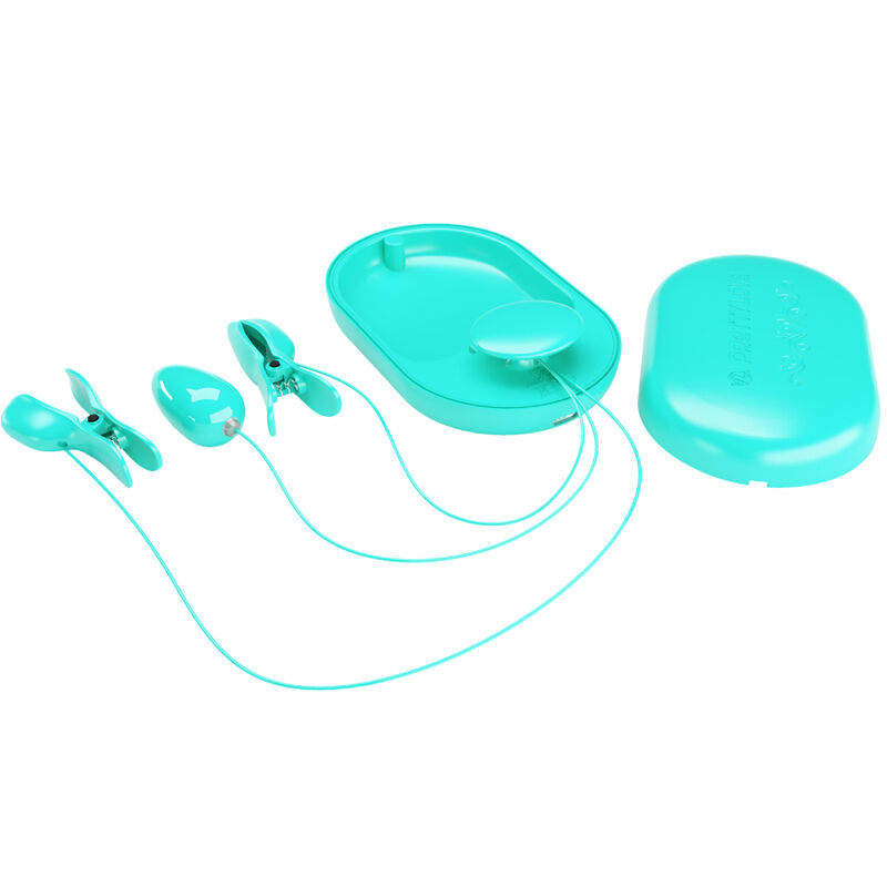 pinces à tétons vibrantes électrostimulation rechargeables bleu boîte surprise Pretty Love 4
