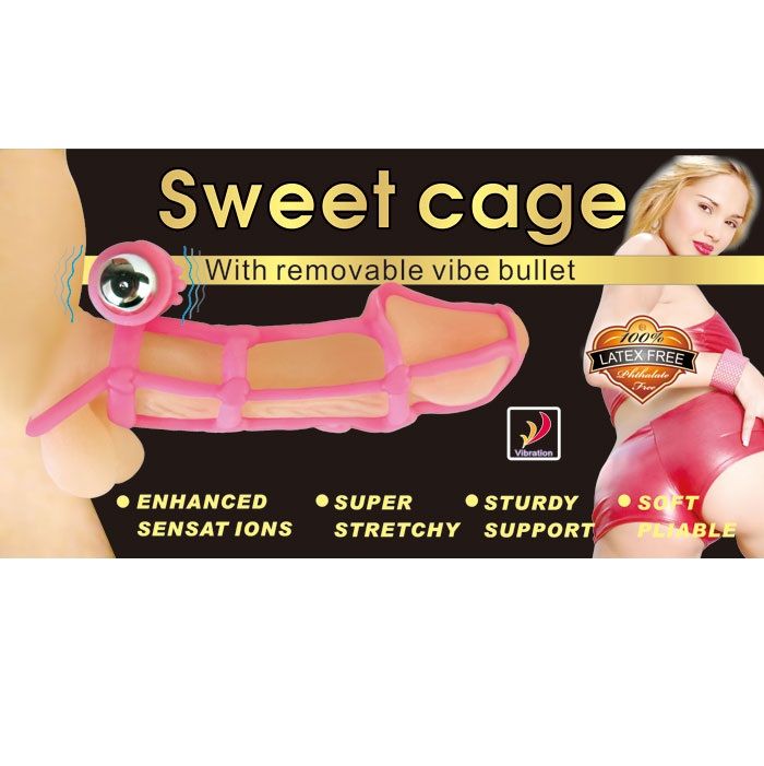 manchon pénien vibrant avec anneau en silicone rose Sweet 10 rythmes Baile 4