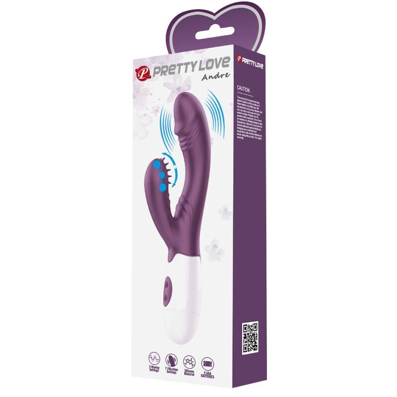 vibromasseur rabbit violet à ondulations 7 vibrations André Pretty Love 10