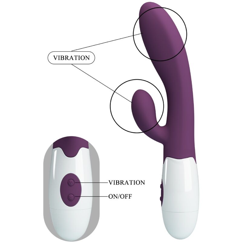 vibromasseur rabbit violet 30 vibrations avec tige insérable Alvis Pretty Love 8