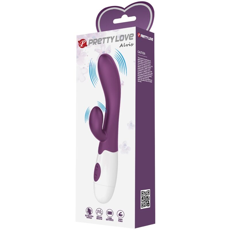 vibromasseur rabbit violet 30 vibrations avec tige insérable Alvis Pretty Love 10