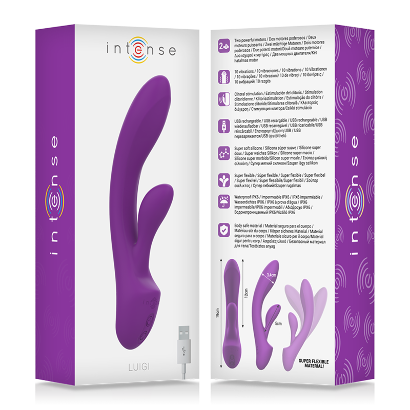 vibromasseur rabbit violet en silicone liquide rechargeable Luigi Intense 7