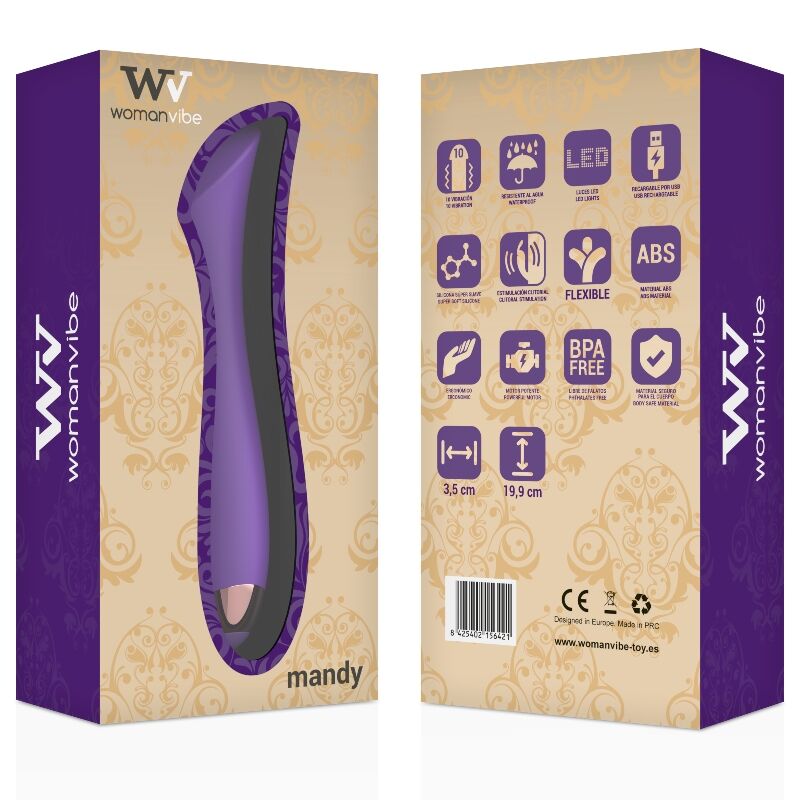vibromasseur point G rechargeable en silicone 19,9 cm Mandy Womanvibe 2