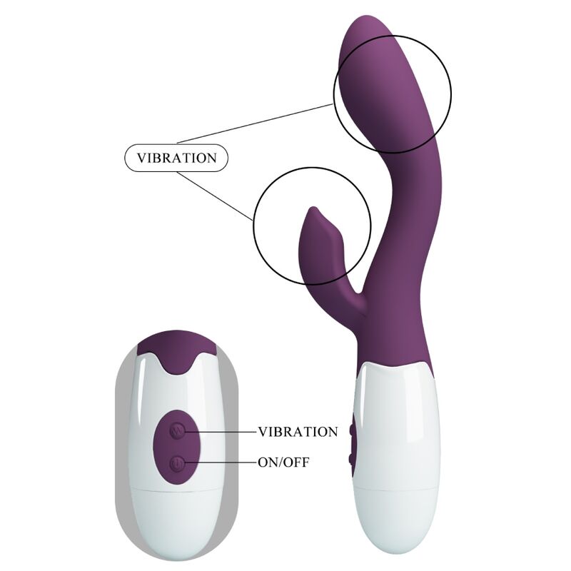 vibromasseur point G violet avec stimulateur clitoridien 30 vibrations Brighty Pretty Love 8