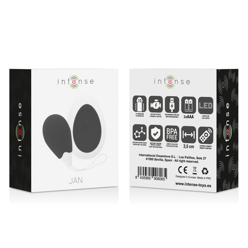 œuf vibrant télécommandé rechargeable 10 modes noir Jan Intense 5